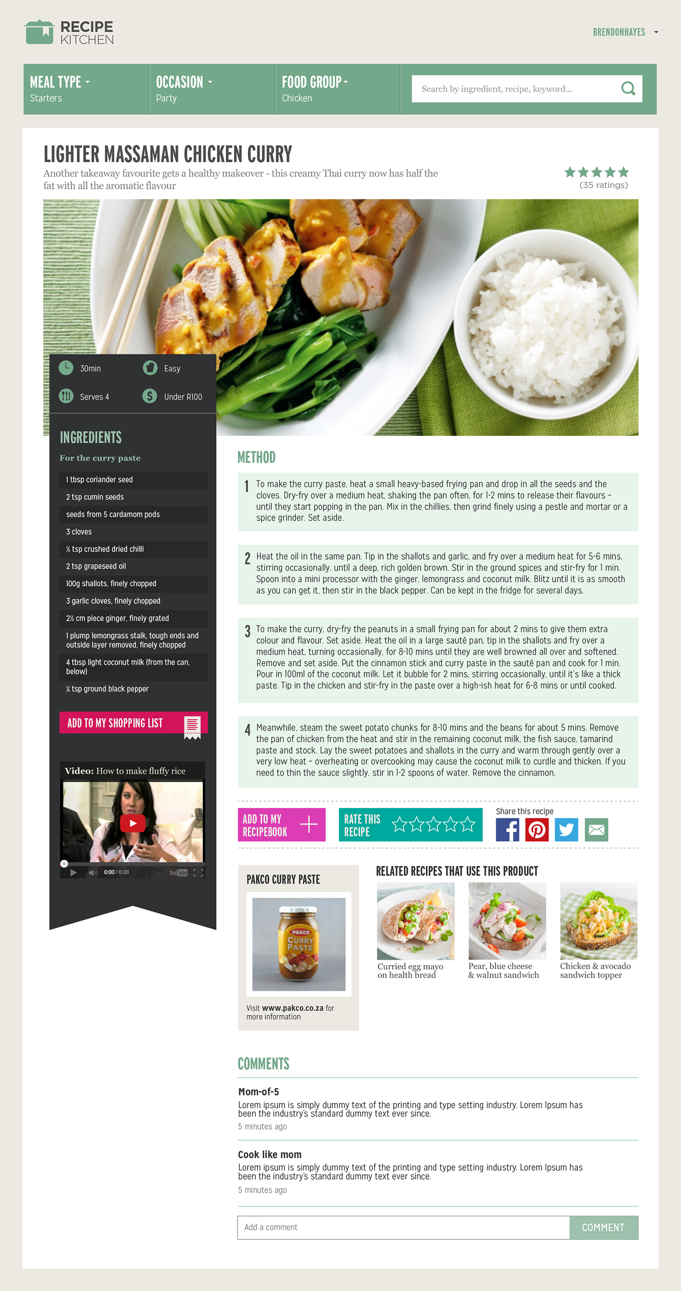 Food  recipe cooking chef logo Website mobile digital CI user experience user interface Culinary Responsive