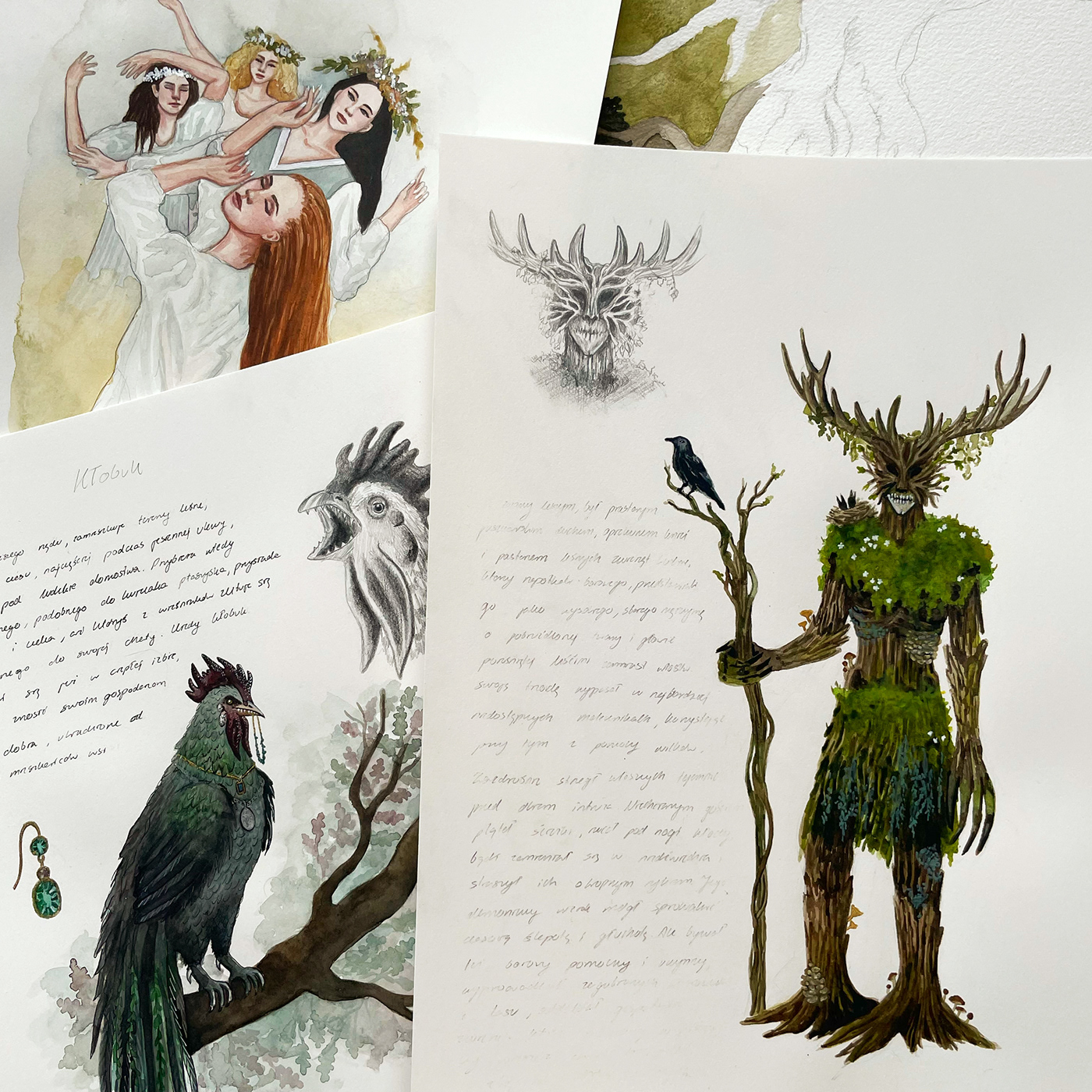 Bestiary leshy   mythology slavic demons slavic folklore Slavic Mythology Spirits watercolor illustration