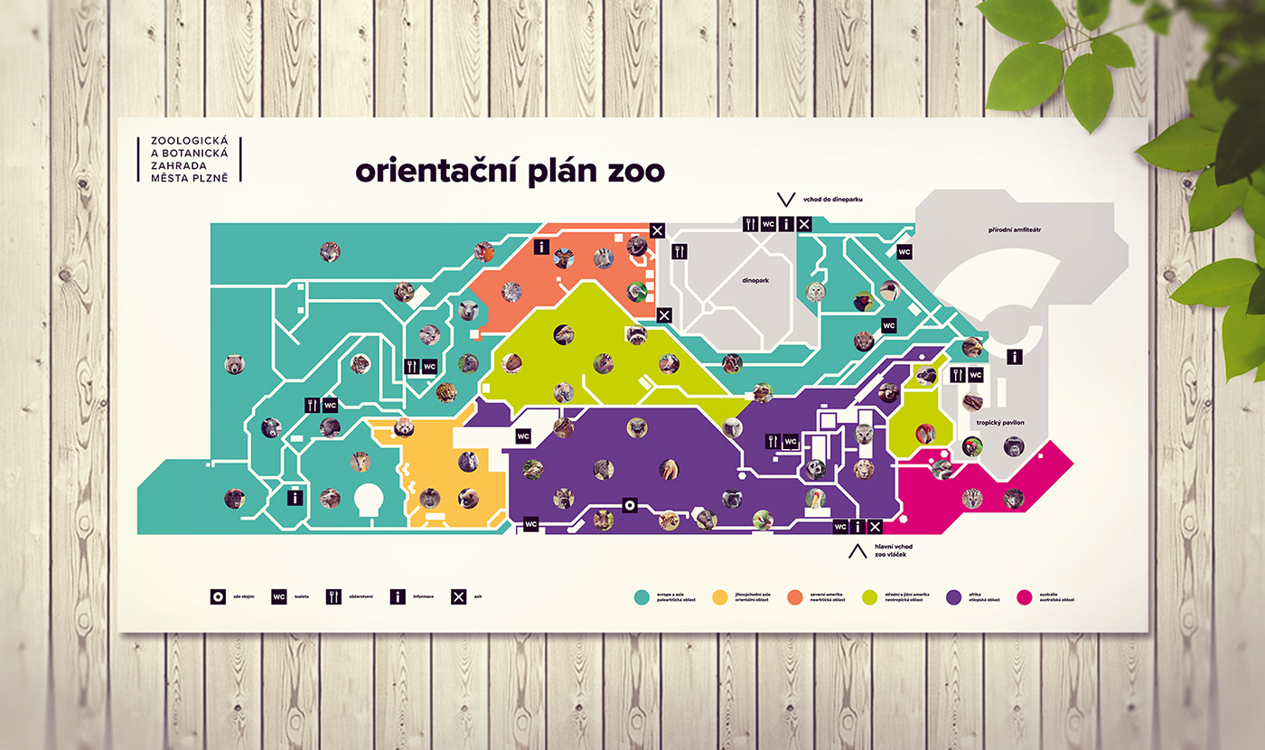 zoo zoological garden pilsen Czech visual system map information poster billboard logo tickets magazine manual
