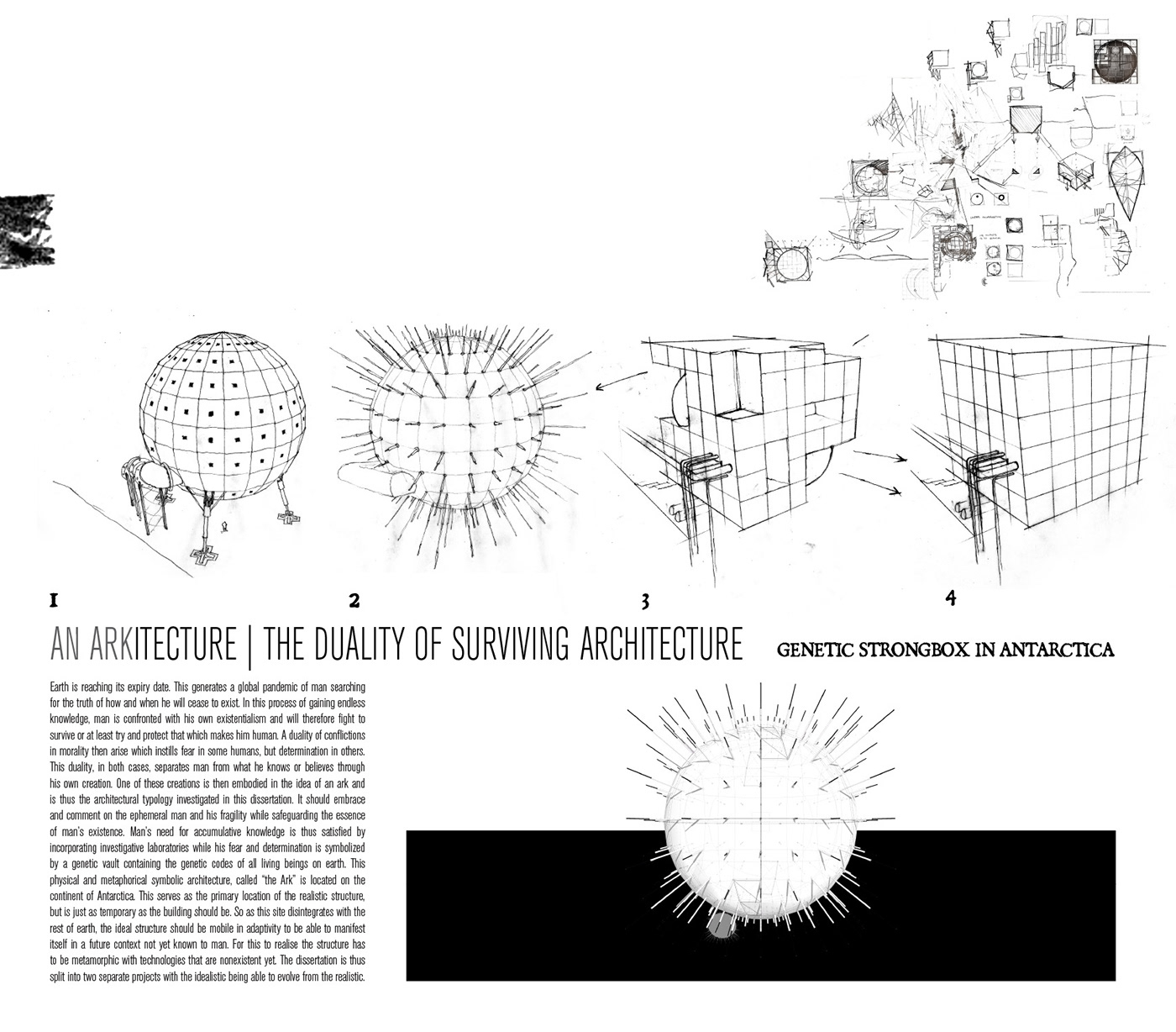 arkitecture architecture thesis genetic vault genetic strongbox Conceptual Architecture antarctica design graphic design  Render