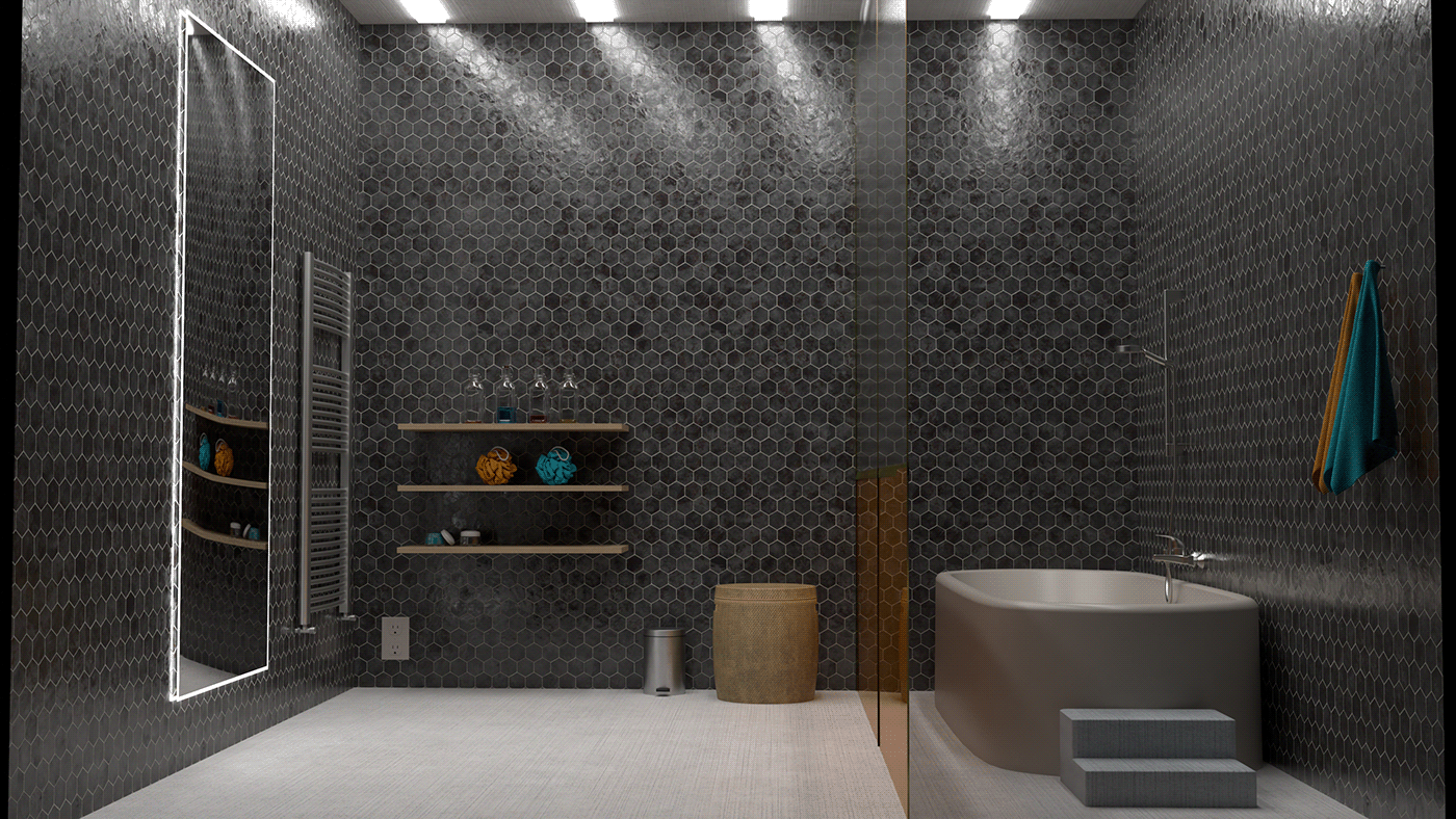 3D ambiance architecture bathroom black deco house luxury mood rendering