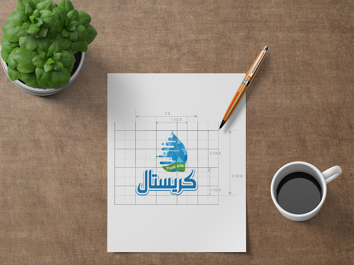 brand design logo water كريستال ماء