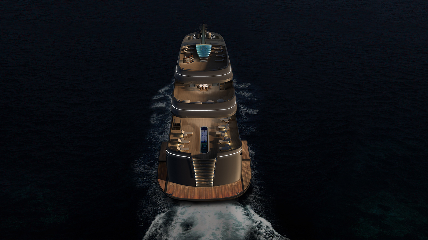 yacht superyacht Motor Yacht Ocean concept boat design 3D Render visualization