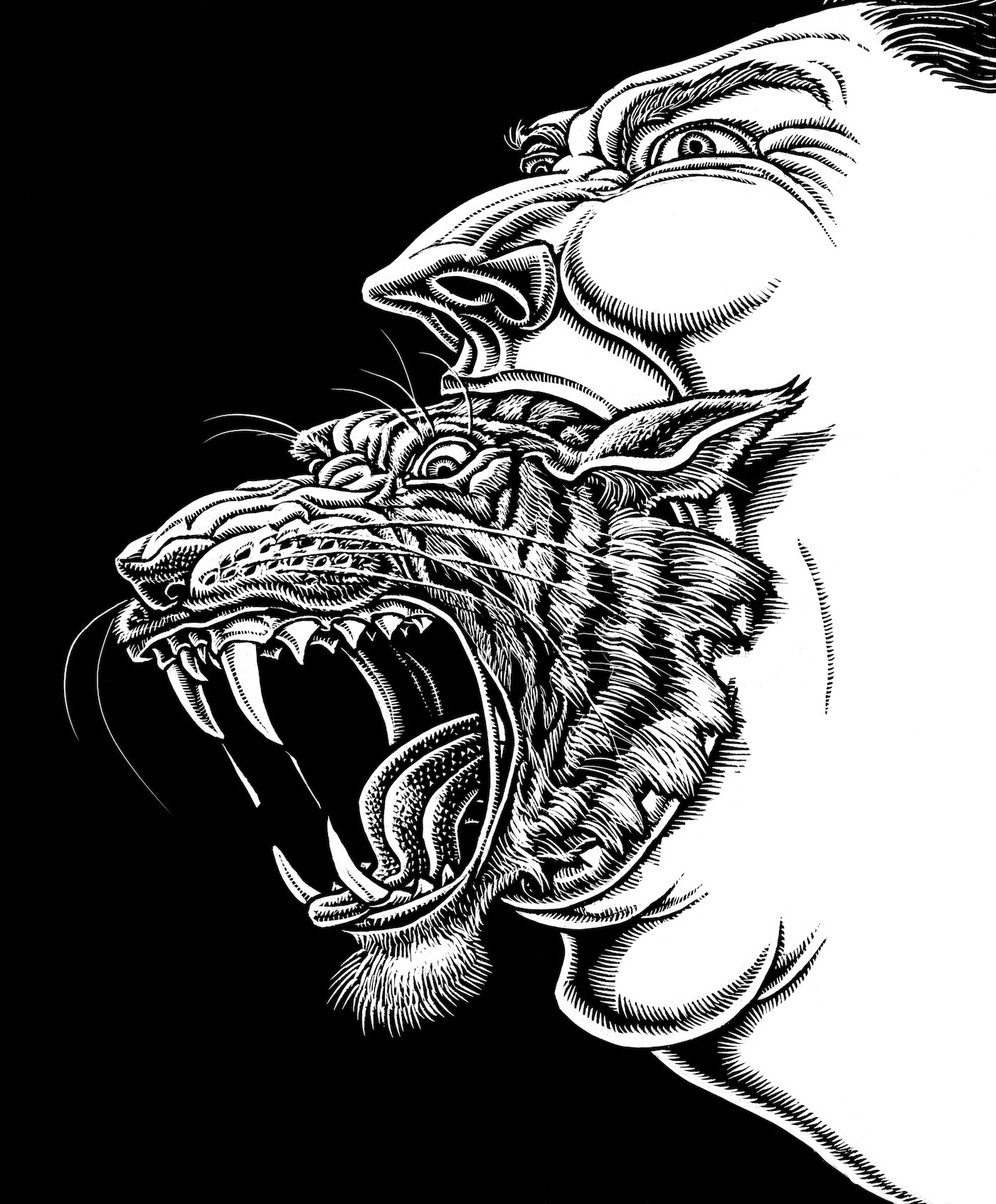 seven deadly sins: anger (tiger from mouth)