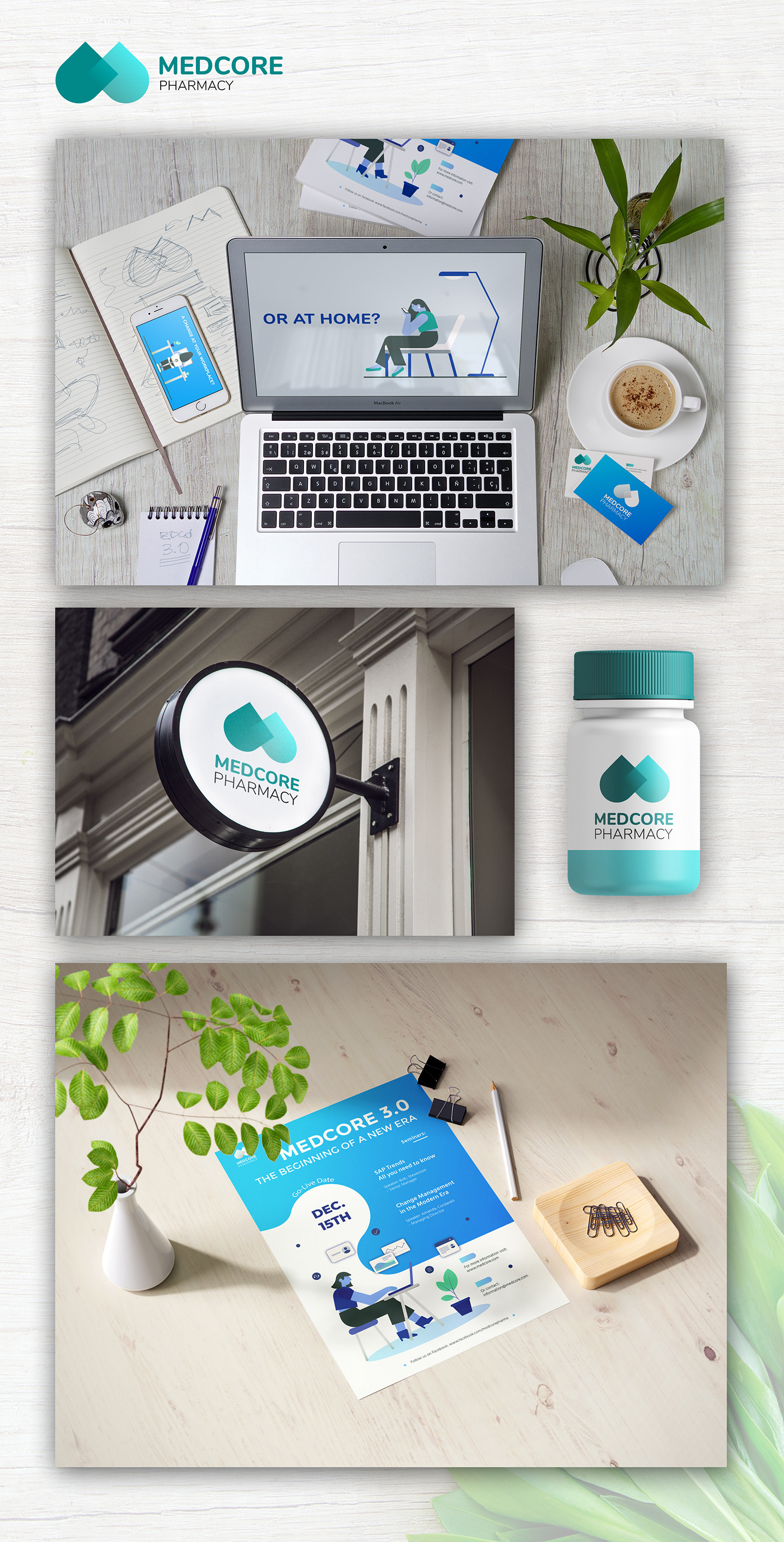 brand branding  flyer Illustrator Logo Design MEDCORE Mockup video visual identity marca