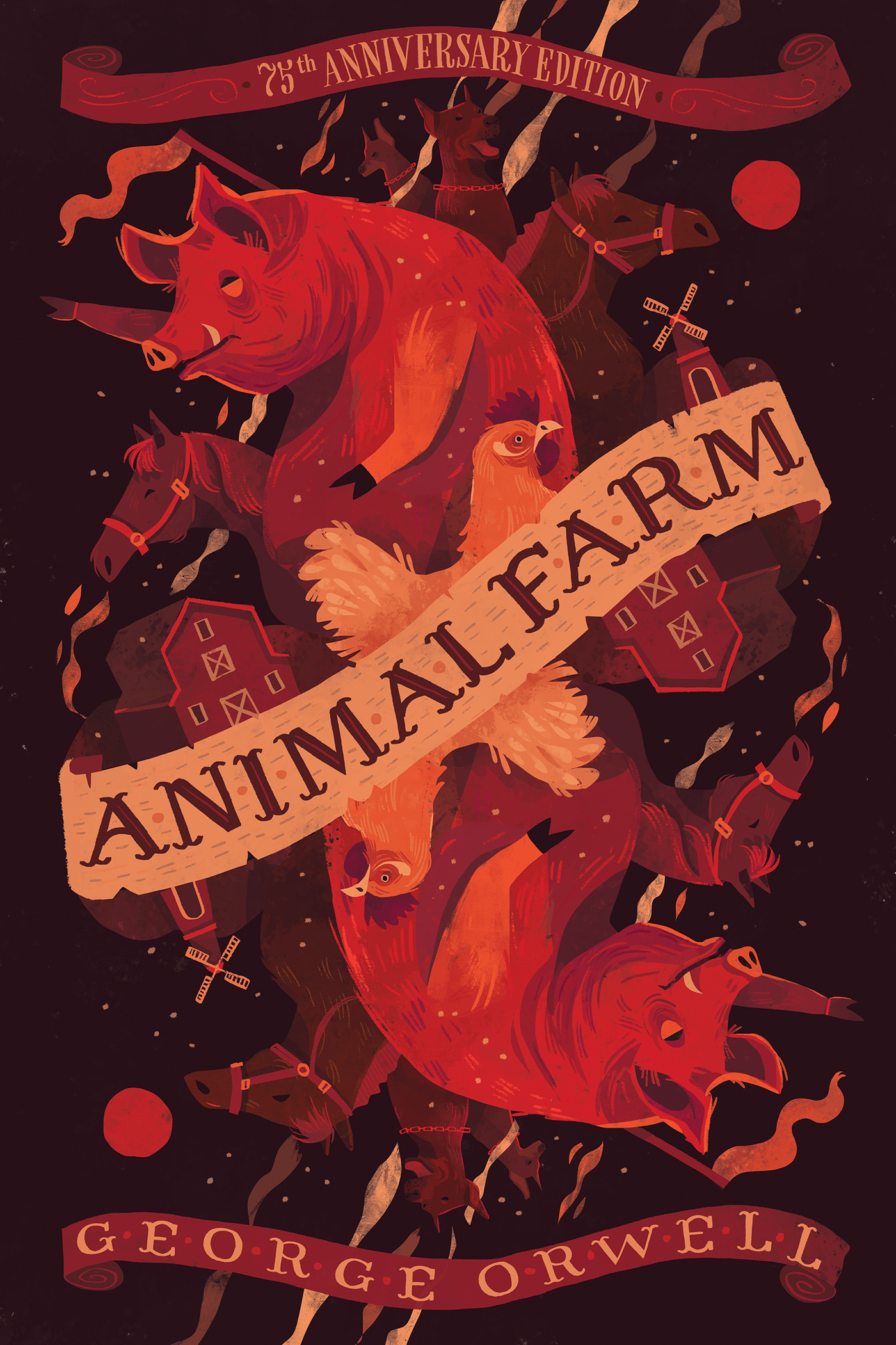 Animal Farm animal farm cover Book Cover Design book cover illustration classic book cover George Orwell illustrated cover pig illustration