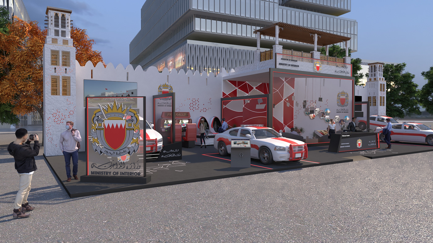 3D activation Bahrain booth Event Exhibition  exterior ministry of interior police Render