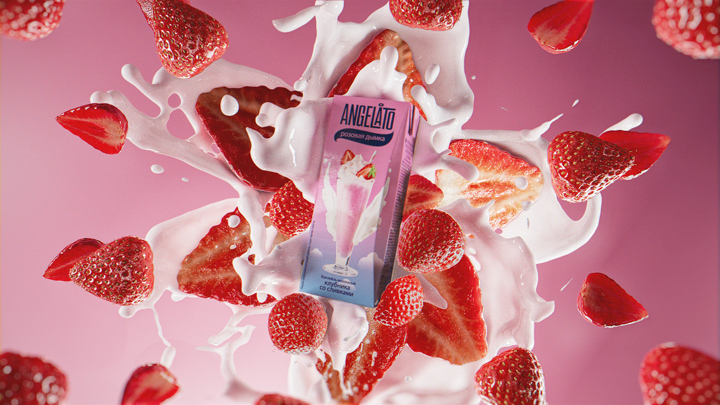 3D milk Liquid Fruit Food  simulation cinema 4d houdini redshift photorealistic