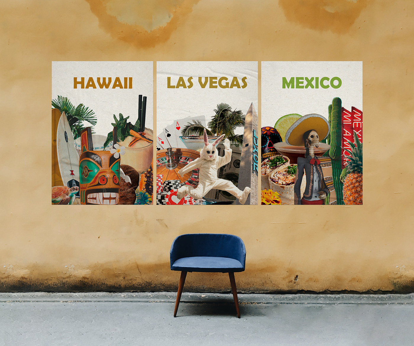 poster collage Las Vegas mexico HAWAII Travel