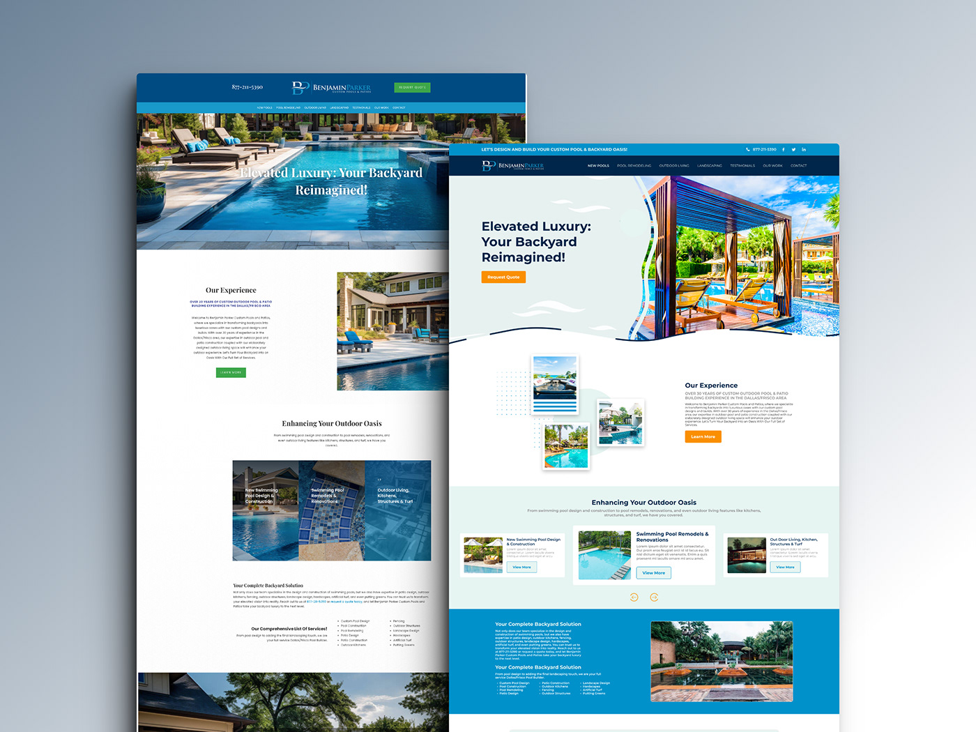 websiteredesign UI/UX Figma landing page Website Design POOLDESIGN Pool Website minimal web design Homeimprovements poolbuilders