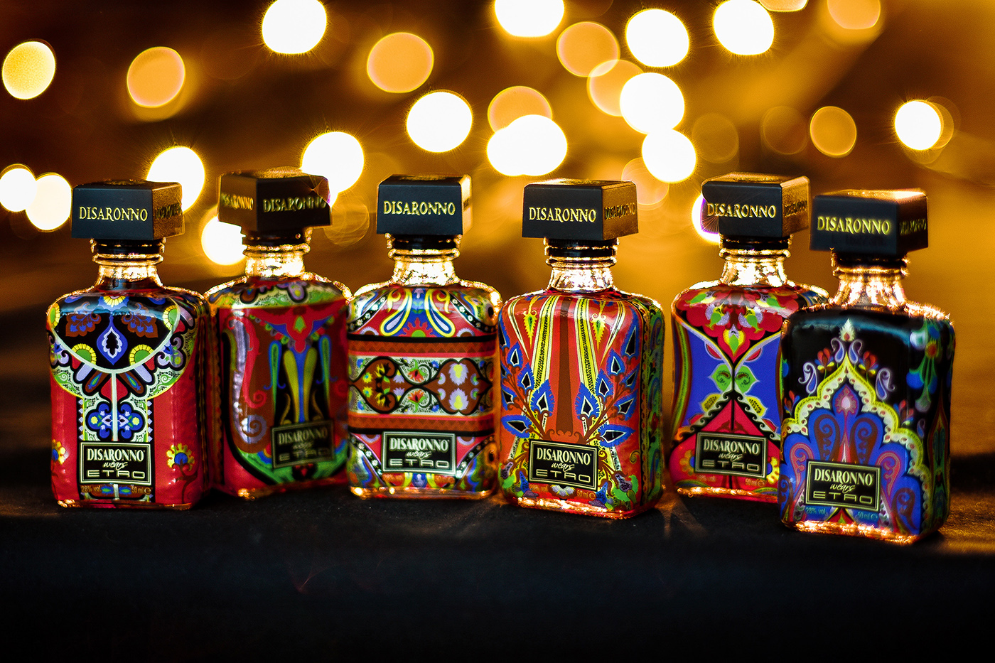 disaronno etro sleeve Disaronno wears Etro special edition Packaging design Label bottle brand identity