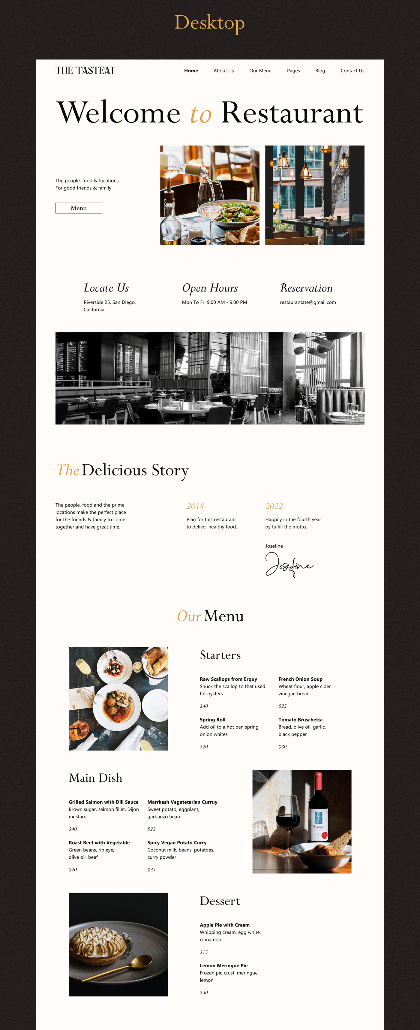 design Figma landing page menu redesign restaurant site UI Web Design  Website