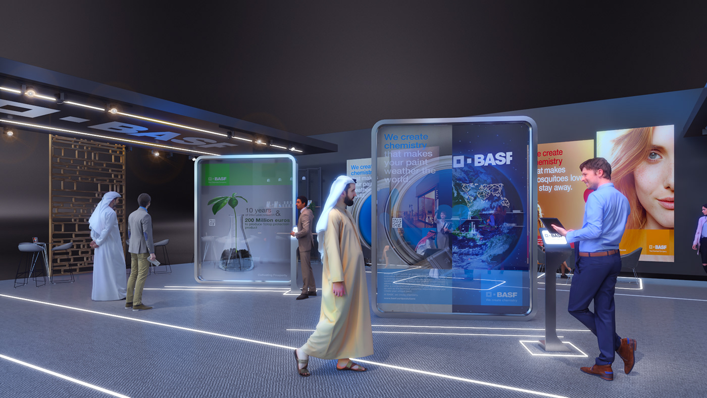 3D Bahaa eldin Mohamed BASF booth dubai Exhibition  Saudi Arabia Stand UAE Display