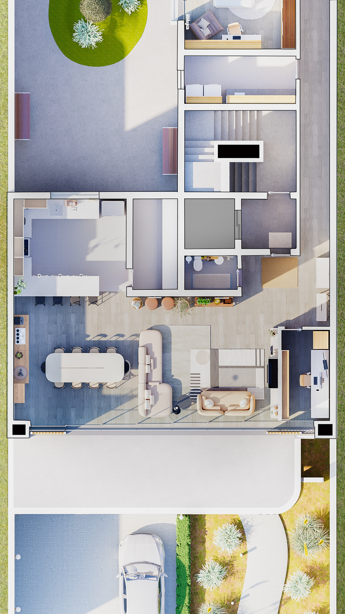 floor plan top view interior design  architect apartment Blueprint revit Render photoshop planta humanizada