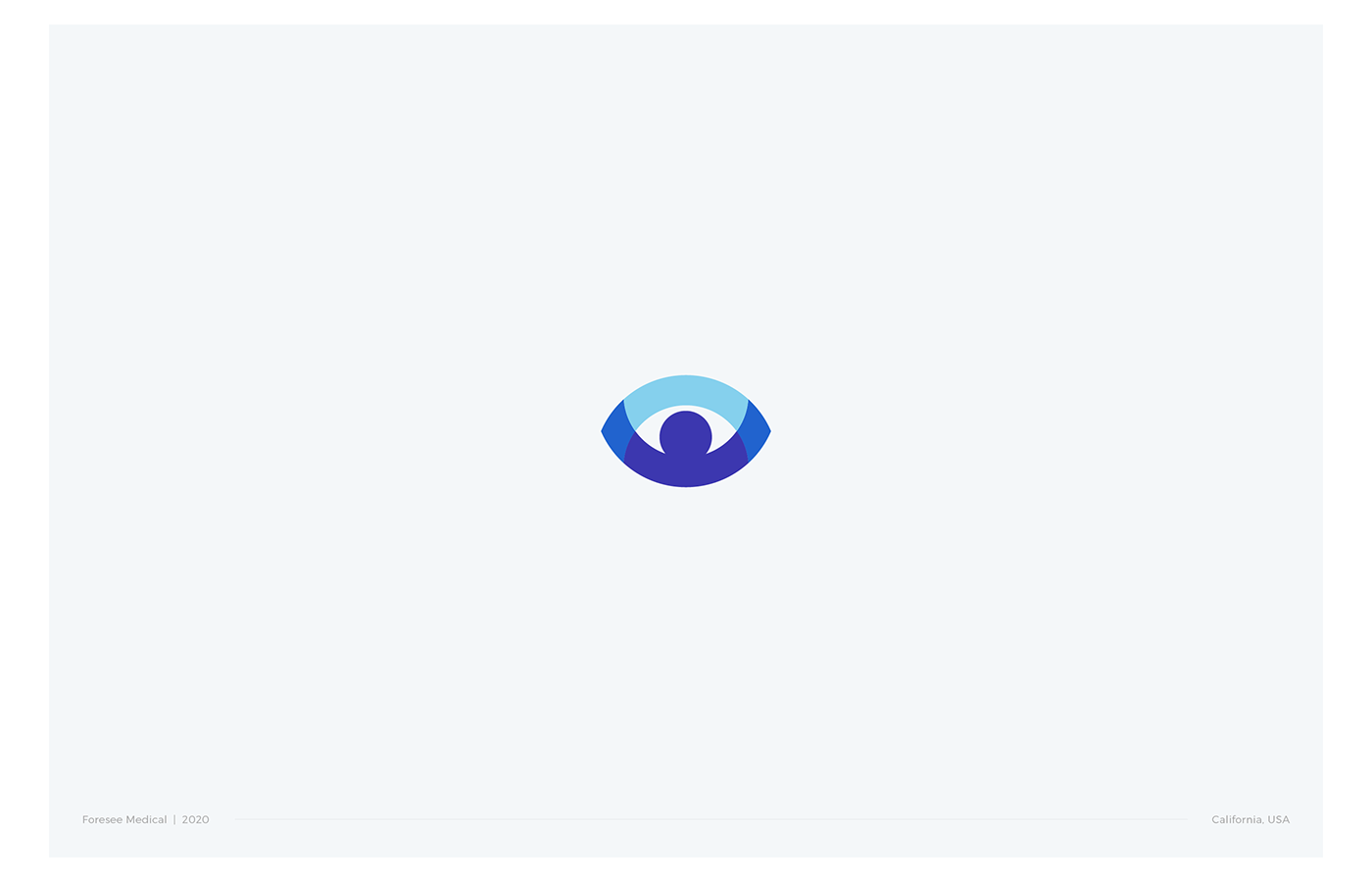 Bold eye icon with a combination of 3 blue colors.
