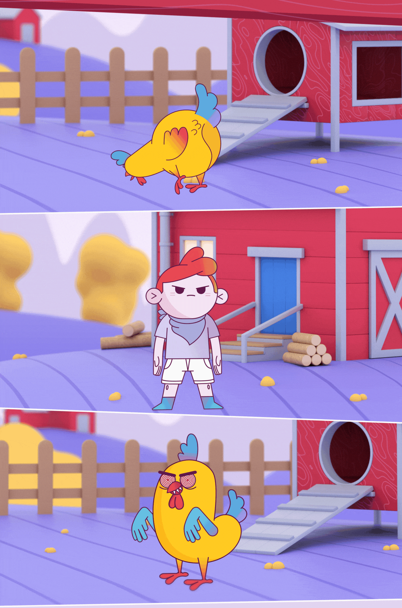 3D Animagic animation  cartoon chicken Fun gif kid kungfu motion