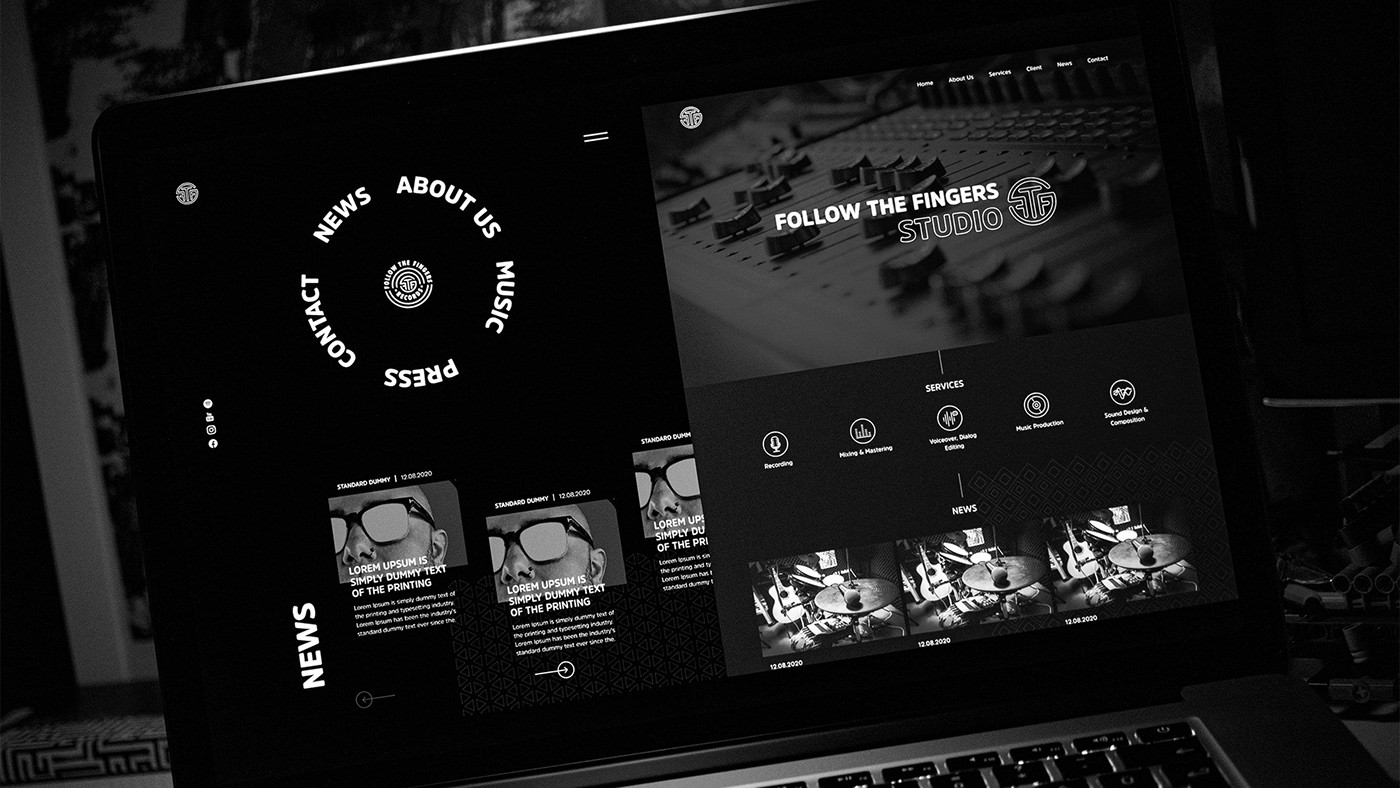 follow the fingers recors website studio website Thousand Fingers web app Web Design  Website Turkey UI ui design