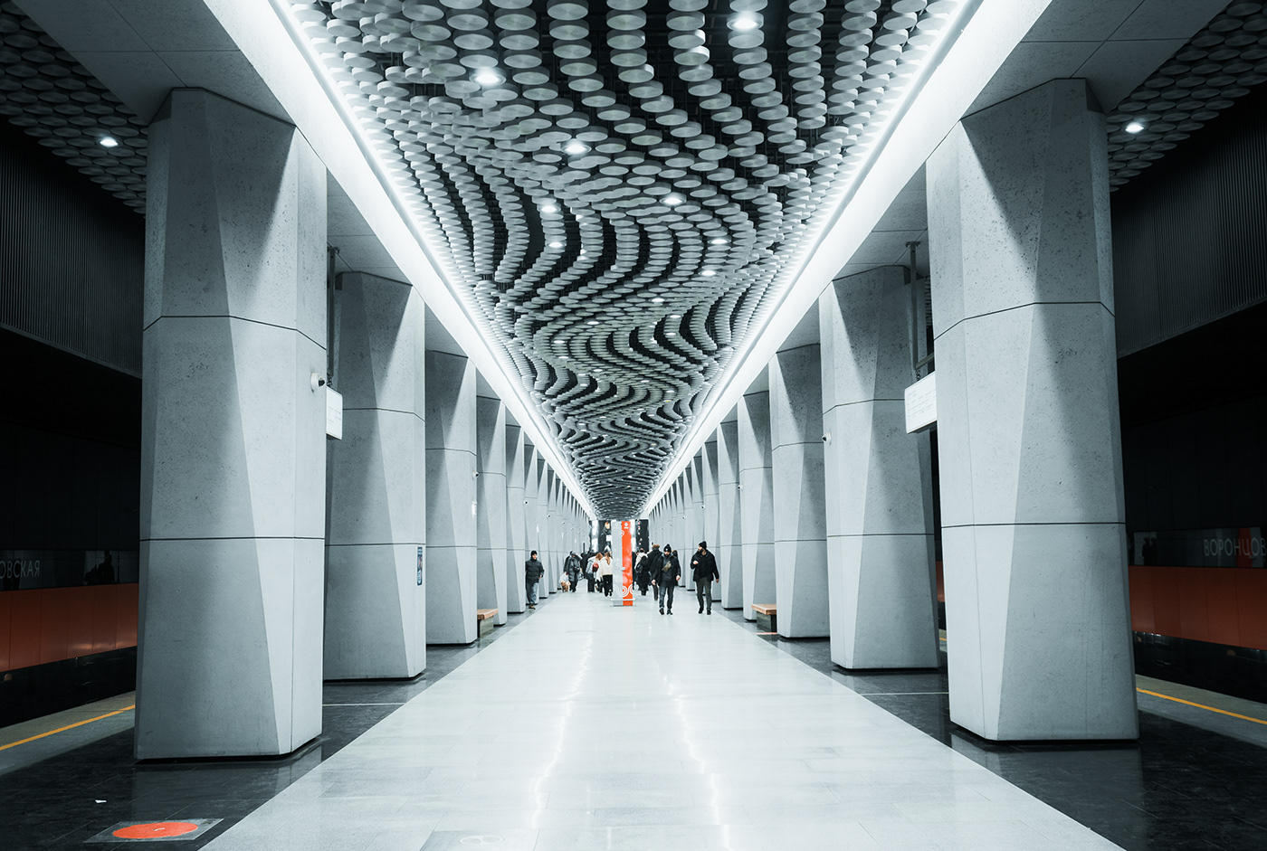 Urban people metro underground light lines symmetry Photography  lightroom future