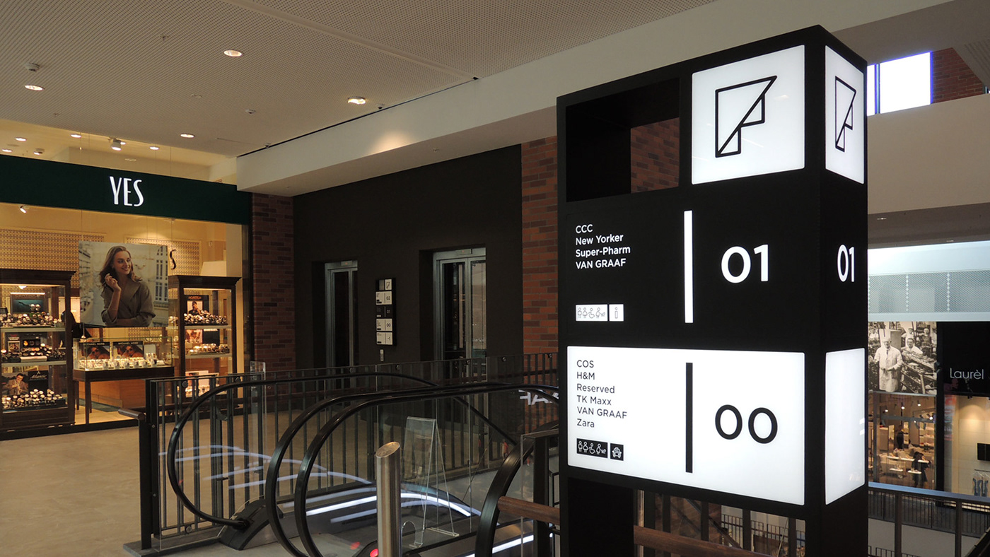 wayfinding Signage Mixed-Use Shopping Centre historical Retail Leisure