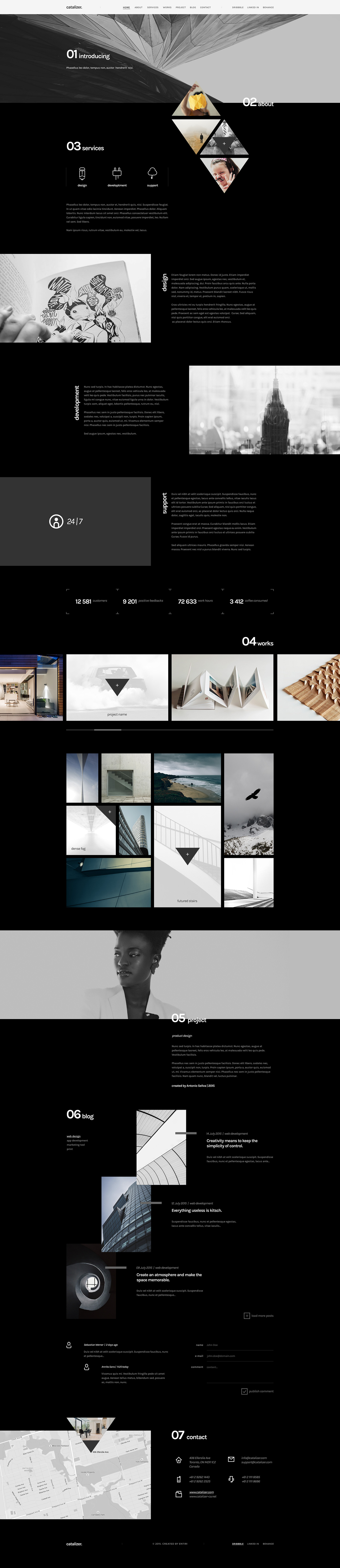 minimalistic clean Web design graphic UI themeforest psd modern flat black Unique entiri portfolio template
