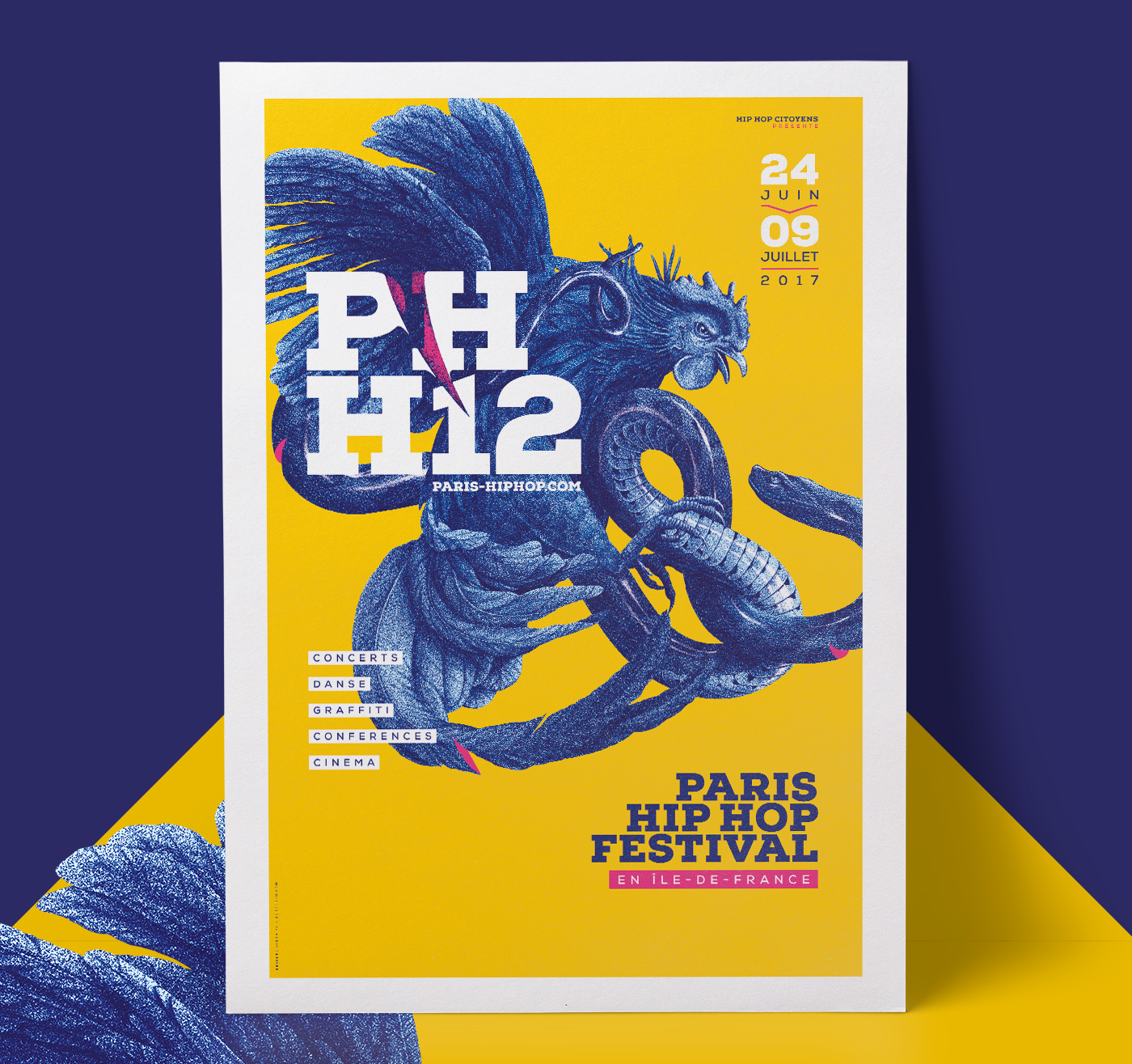 ILLUSTRATION  graphic design  hip hop Paris animals 3 colors battle snake Rooster Duotone