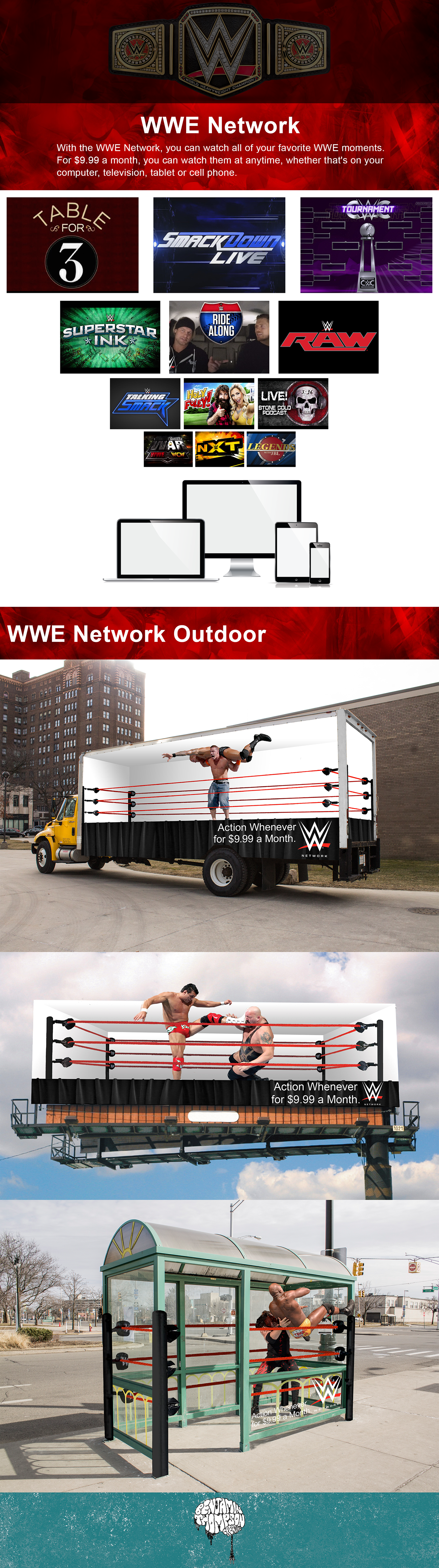 Advertising  WWE campaign Outdoor out of home art direction  Billboards print analogy