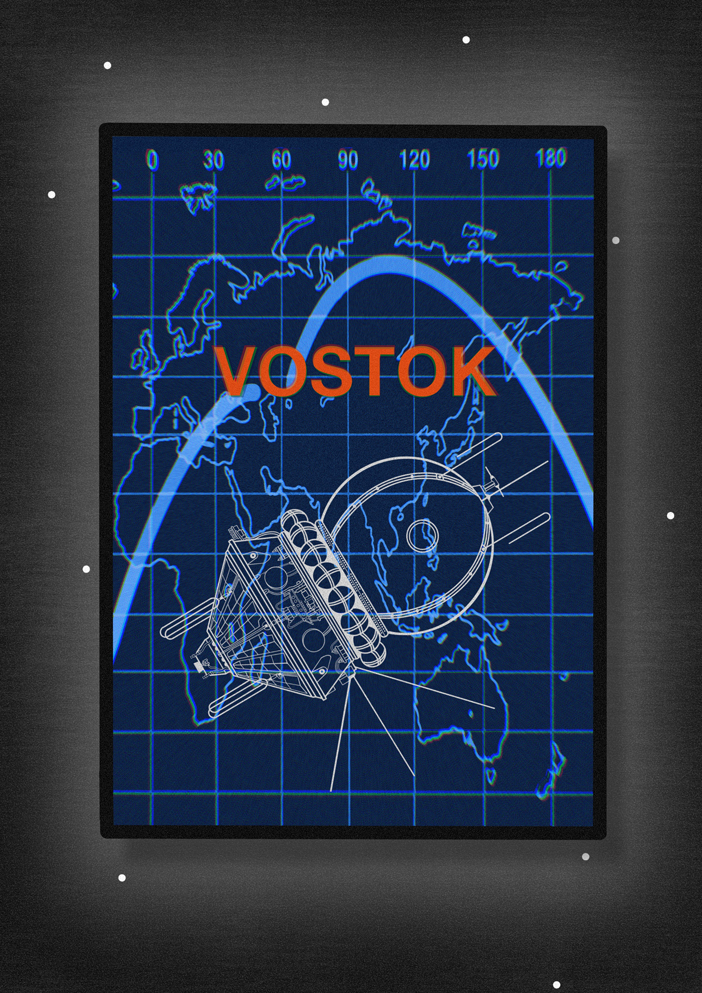 flight graphicdesign ILLUSTRATION  poster Procreate Retro Soviet Union Space  spacecraft spaceship