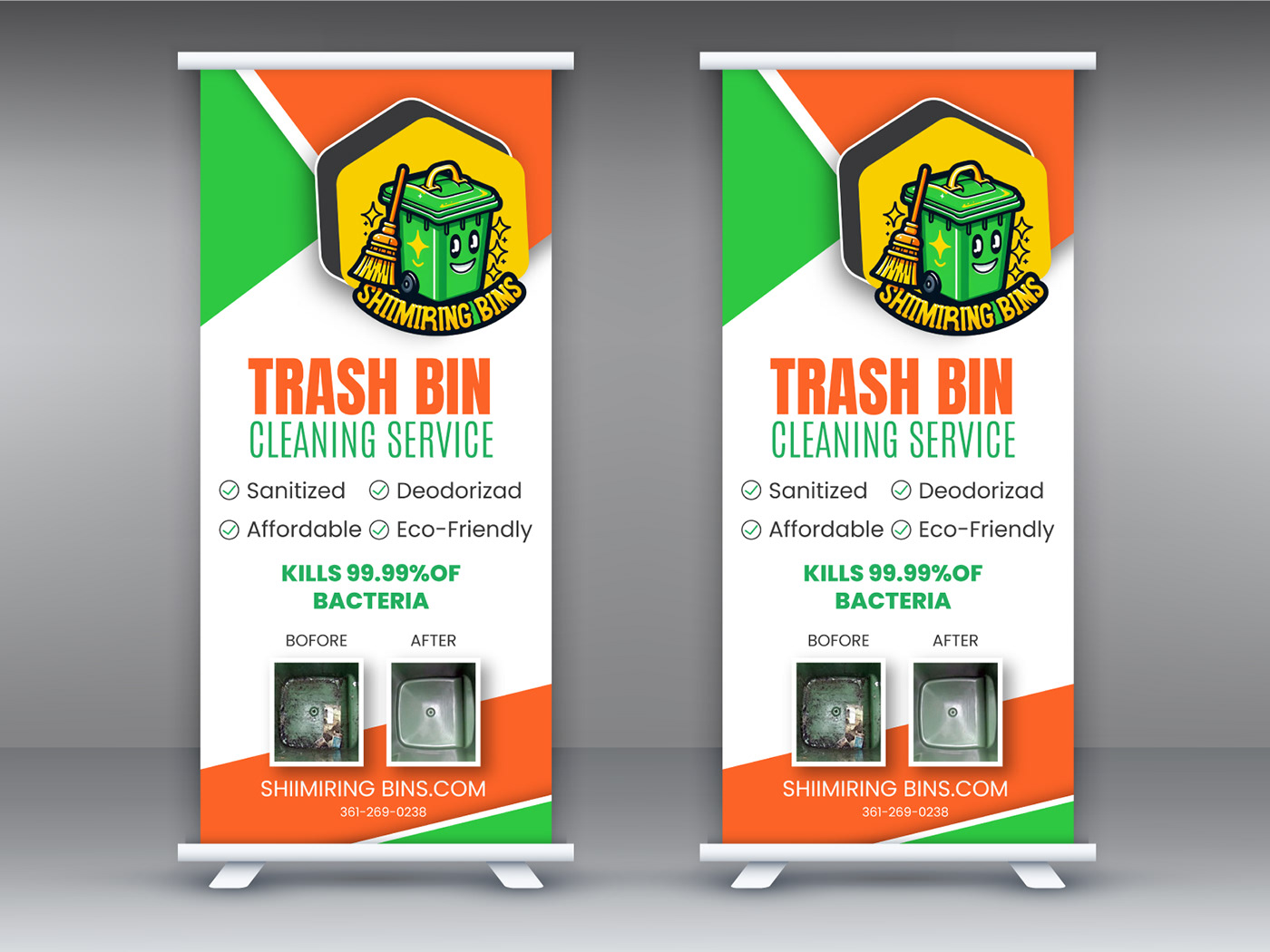 Trash Bin Cleaning Service Roll Banner 
