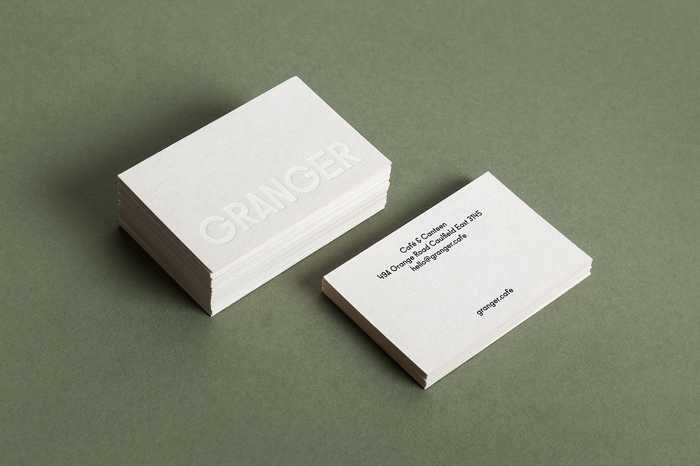 granger cafe business card coffee cup menu Signage green