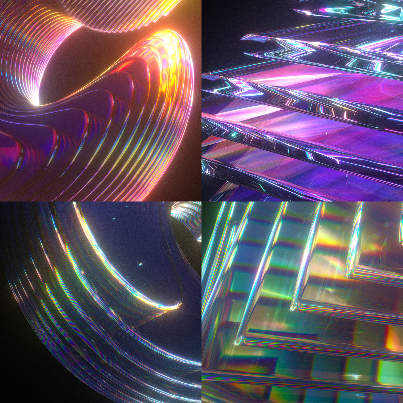 3D abstract art bright digital dispersion glass glow octane rainbow