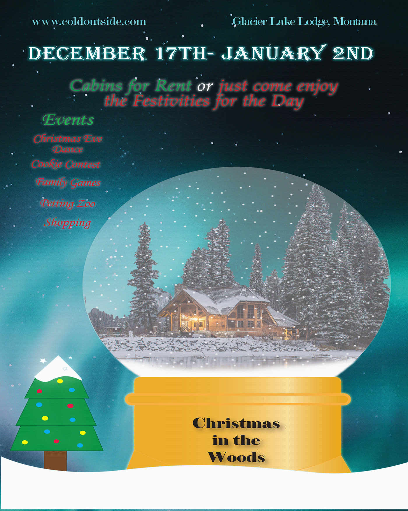 snowglobe Christmas Event flyer Advertising  InDesign