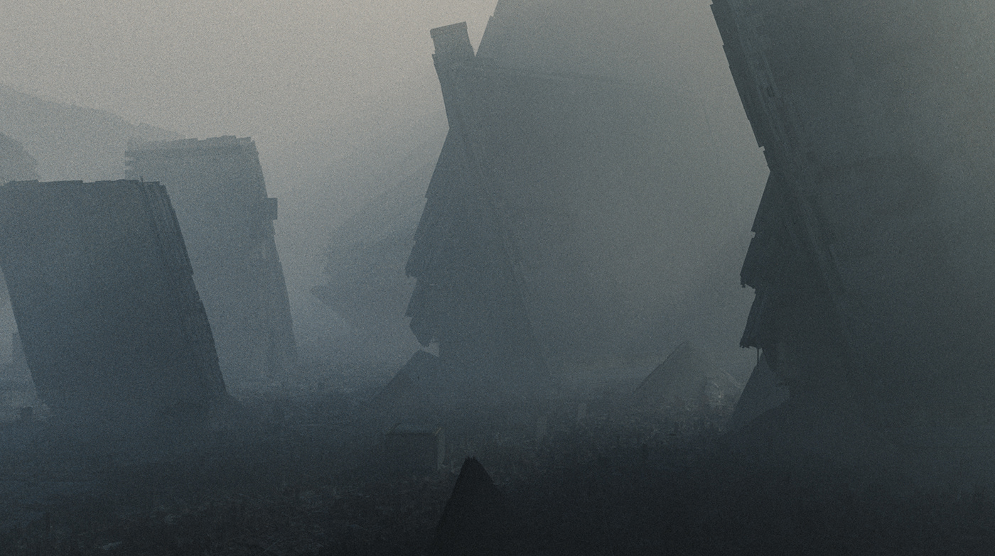 Landscape city Dystopia architecture fog