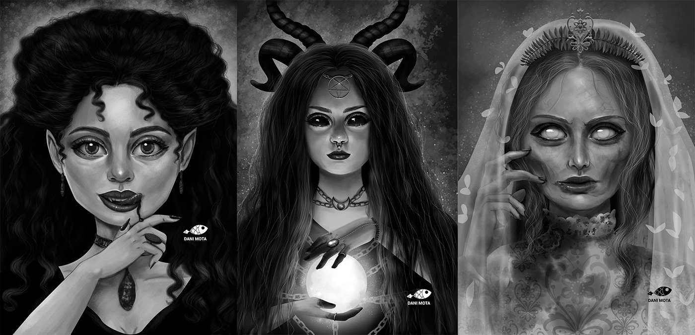 artwork digital illustration Drawing  fantasy Halloween horror human face painting  
