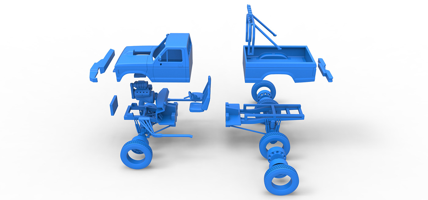 Monster Truck v8 toy 3D printable 4x4 PICKUP Truck 4x4x4 mega truck