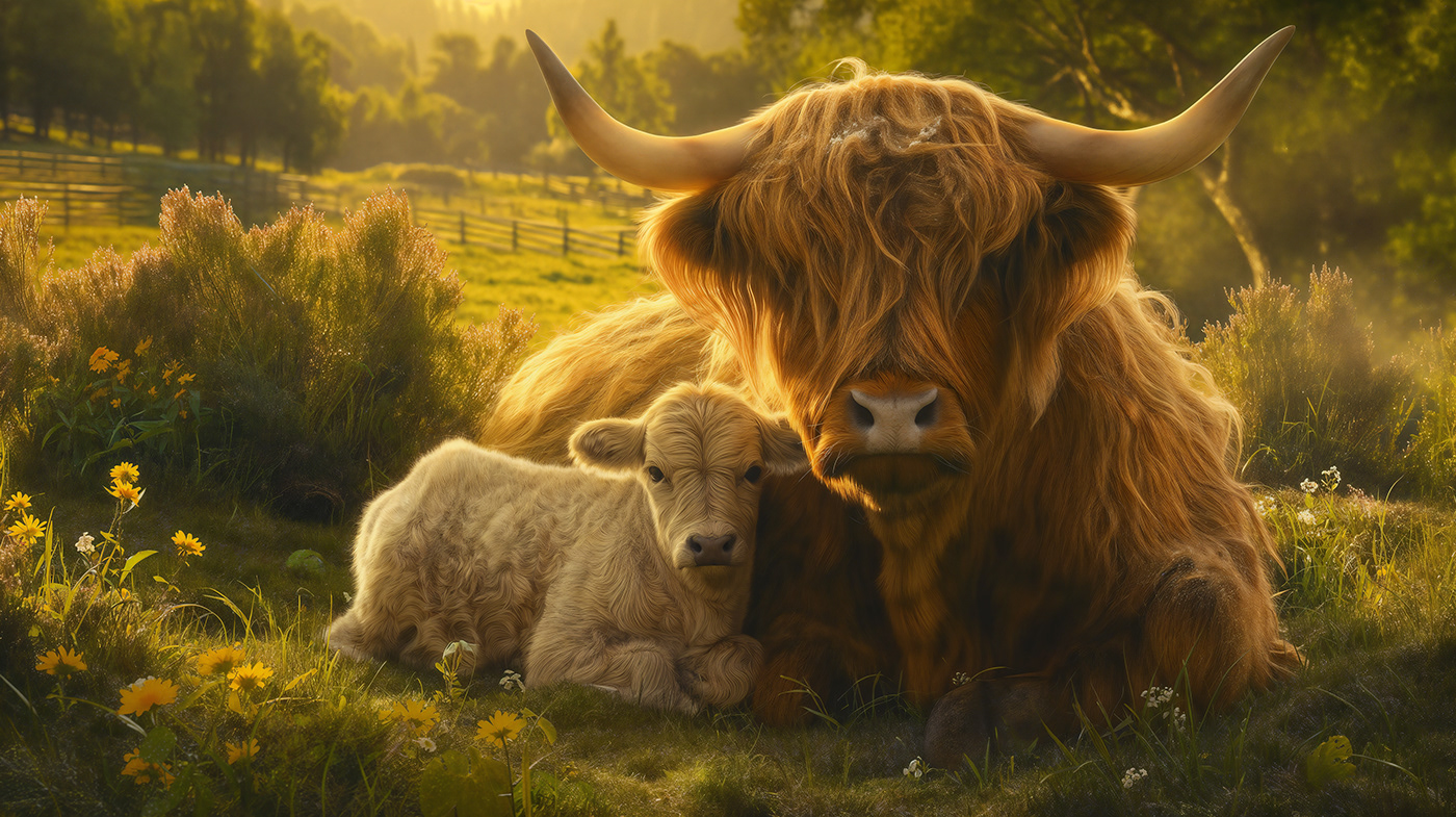 highland cattle Hyper-Realistic AI generated images
