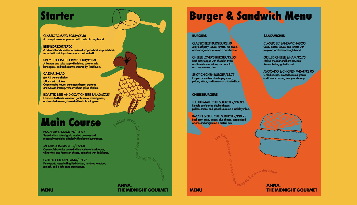menu menu design cafe logo restaurant poster Poster Design poster art posterdesign ILLUSTRATION  yellow