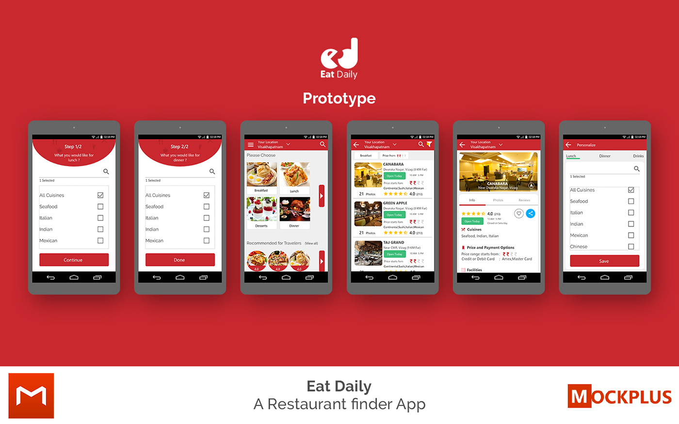 App prototype eat daily prototype prototype restaurant app prototype app Mobile app