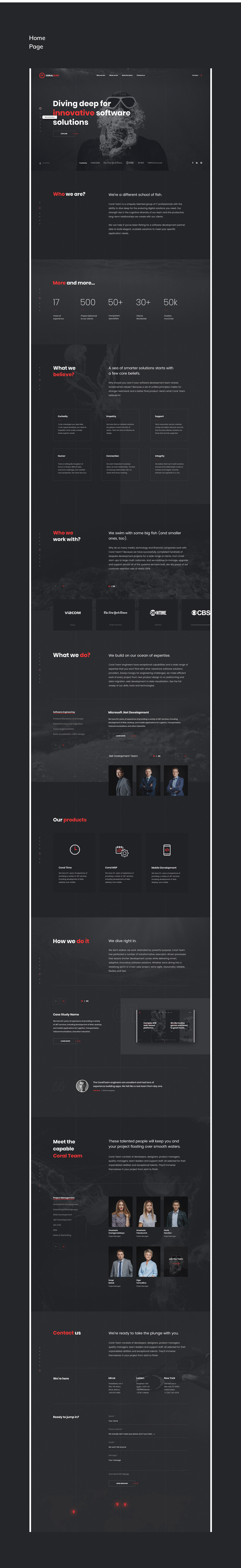 Website agency softwarehouse team portfolio sea Ocean black dark branding 