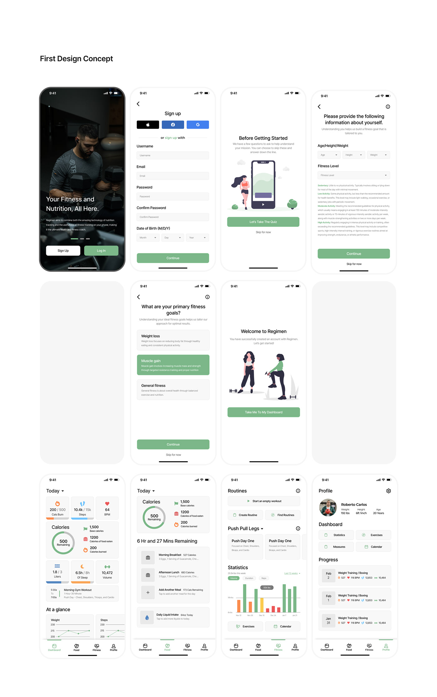 fitness Health gym nutrition ui design Mobile app app design exercise weight training Weight loss