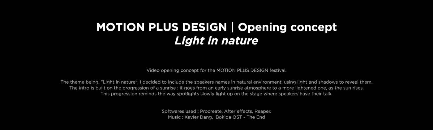 Video opening concept for the MOTION PLUS DESIGN festival

