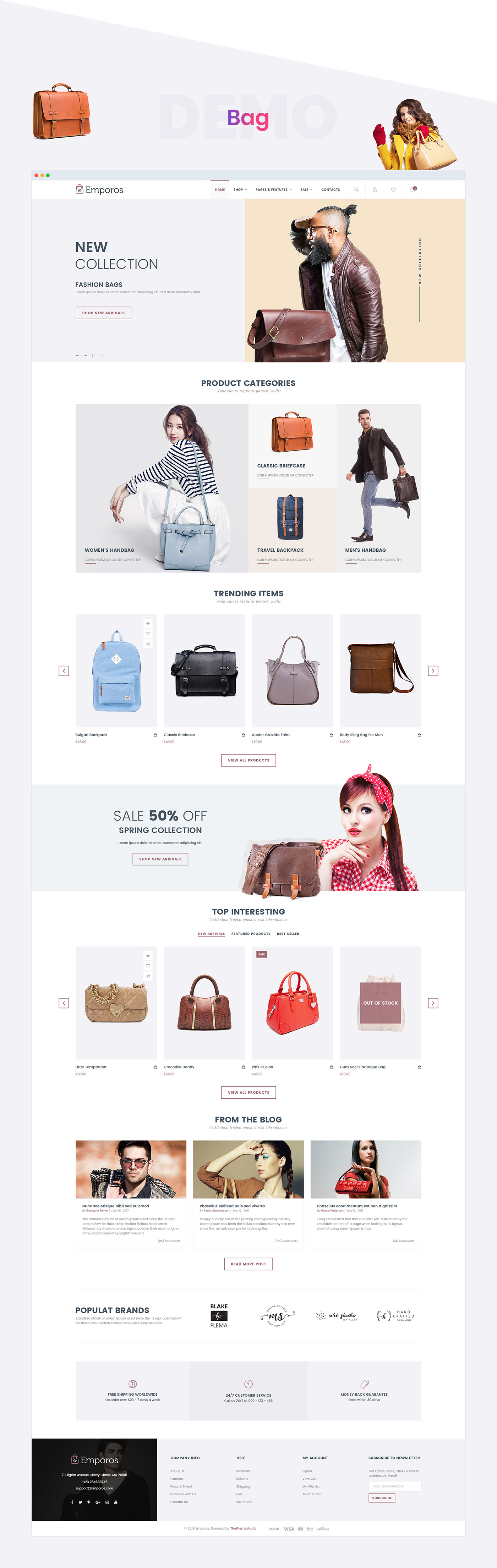 Ecommerce online fashion store Responsive Shopping furniture bag shoes Jewellery Fashion 