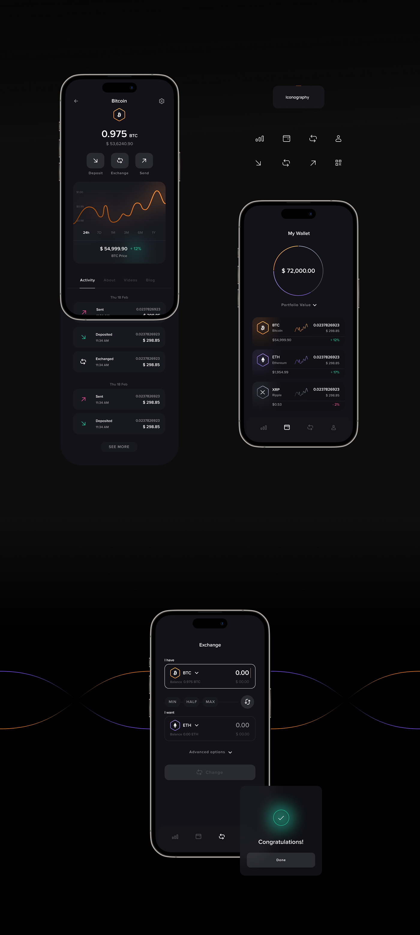 app design blockchain crypto cryptocurrency finance financial UI/UX user interface UX design wallet app
