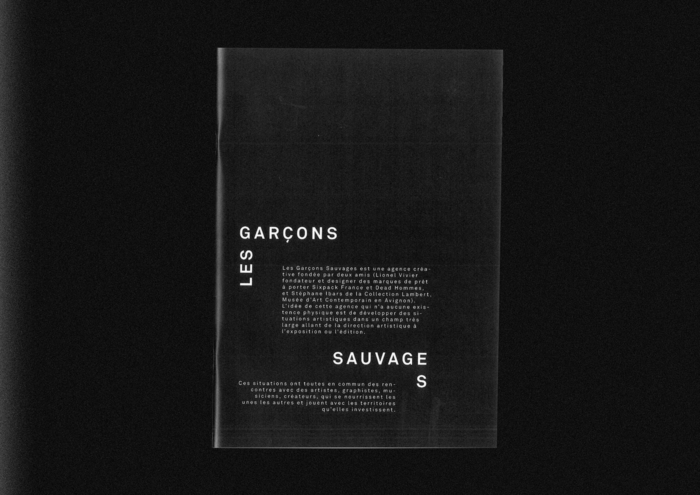 Layout portfolio presentation experimental creative agency agency book garçons sauvages