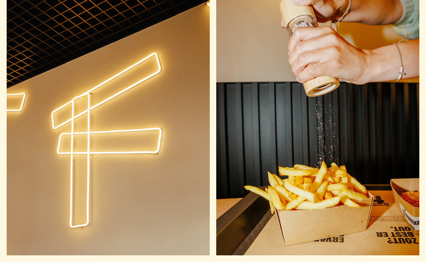 brand identity branding  snackbar restaurant Retail Fries interior design  tasty Food  motion graphics 