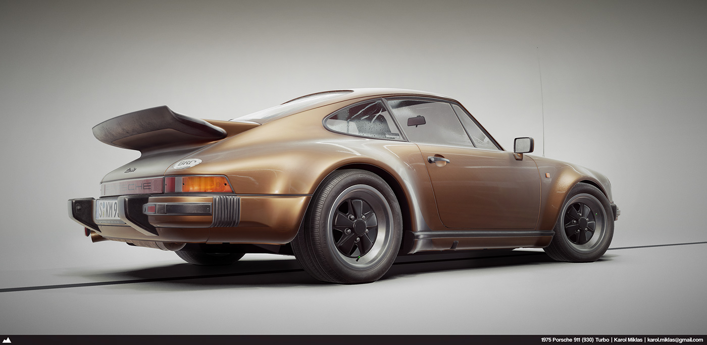 Porsche 911 porsche 930 Porsche sports car vintage Old car Render studio blender sketchfab