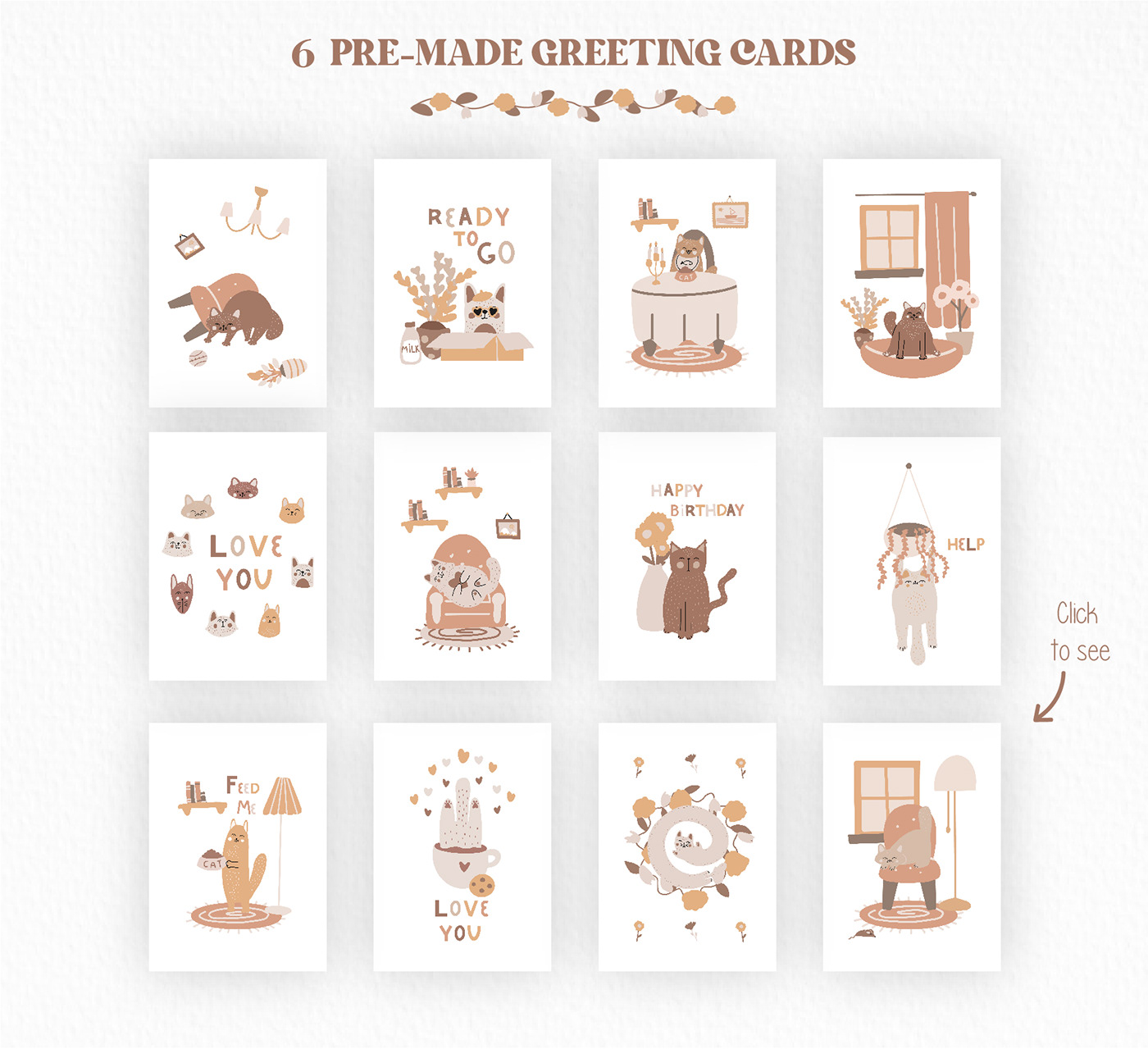 cats creative market Drawing  hand-drawn ILLUSTRATION  pattern print Procreate stickers vector