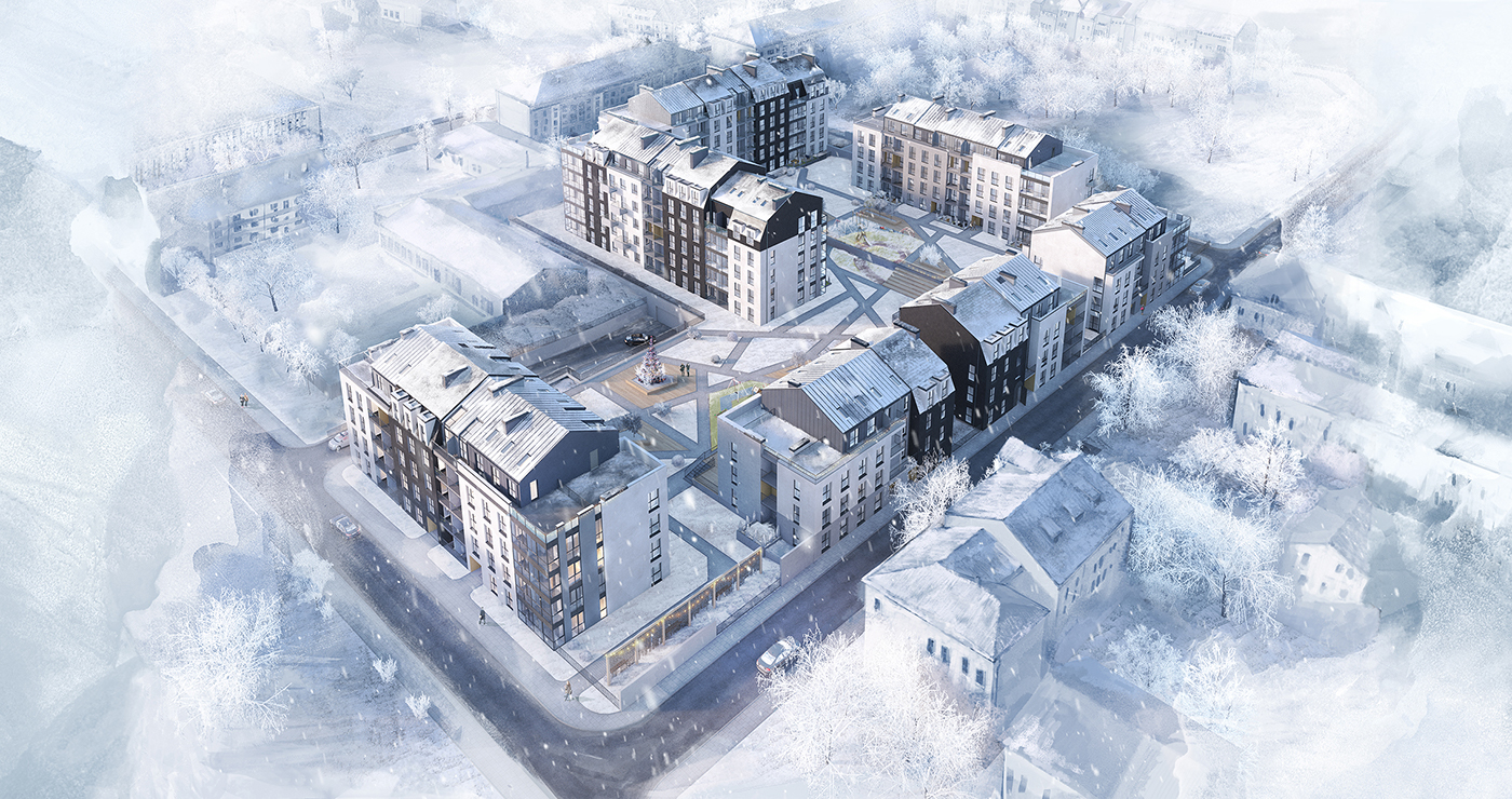 3D archviz snow winter Website visualisation Vizualization