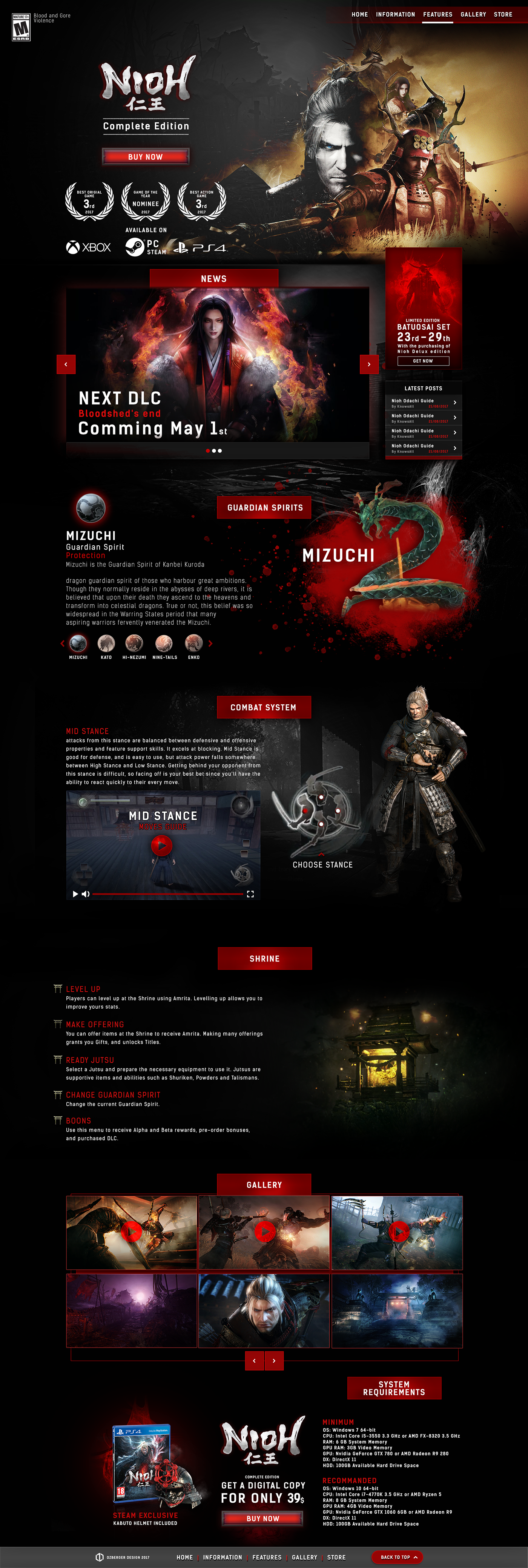 NIOH Gaming PC Ps4 action mmorpg rpg DarkSouls branding  Website