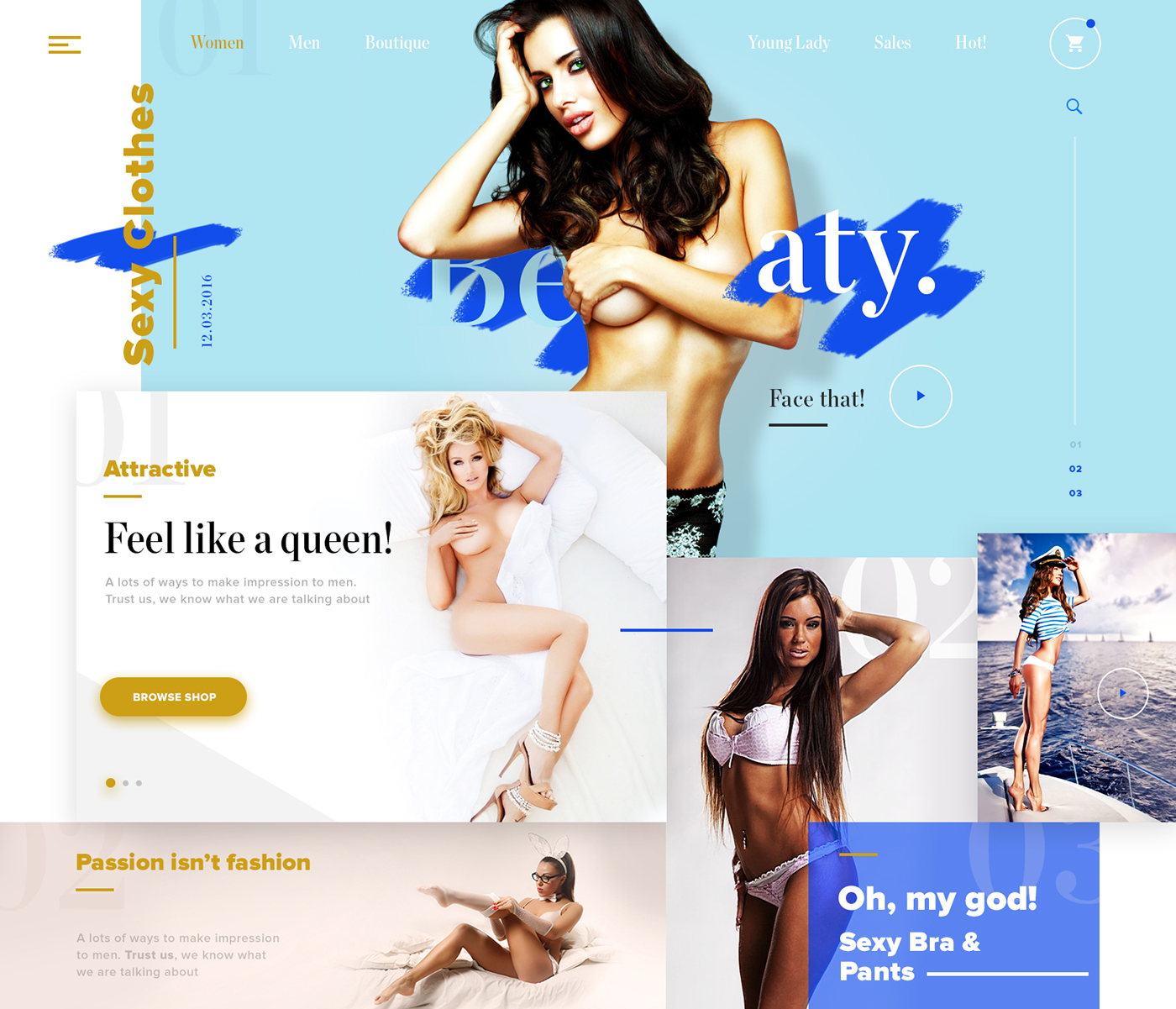 shop clothes underwear sexy stylish Ecommerce template buy free flat block UI ux