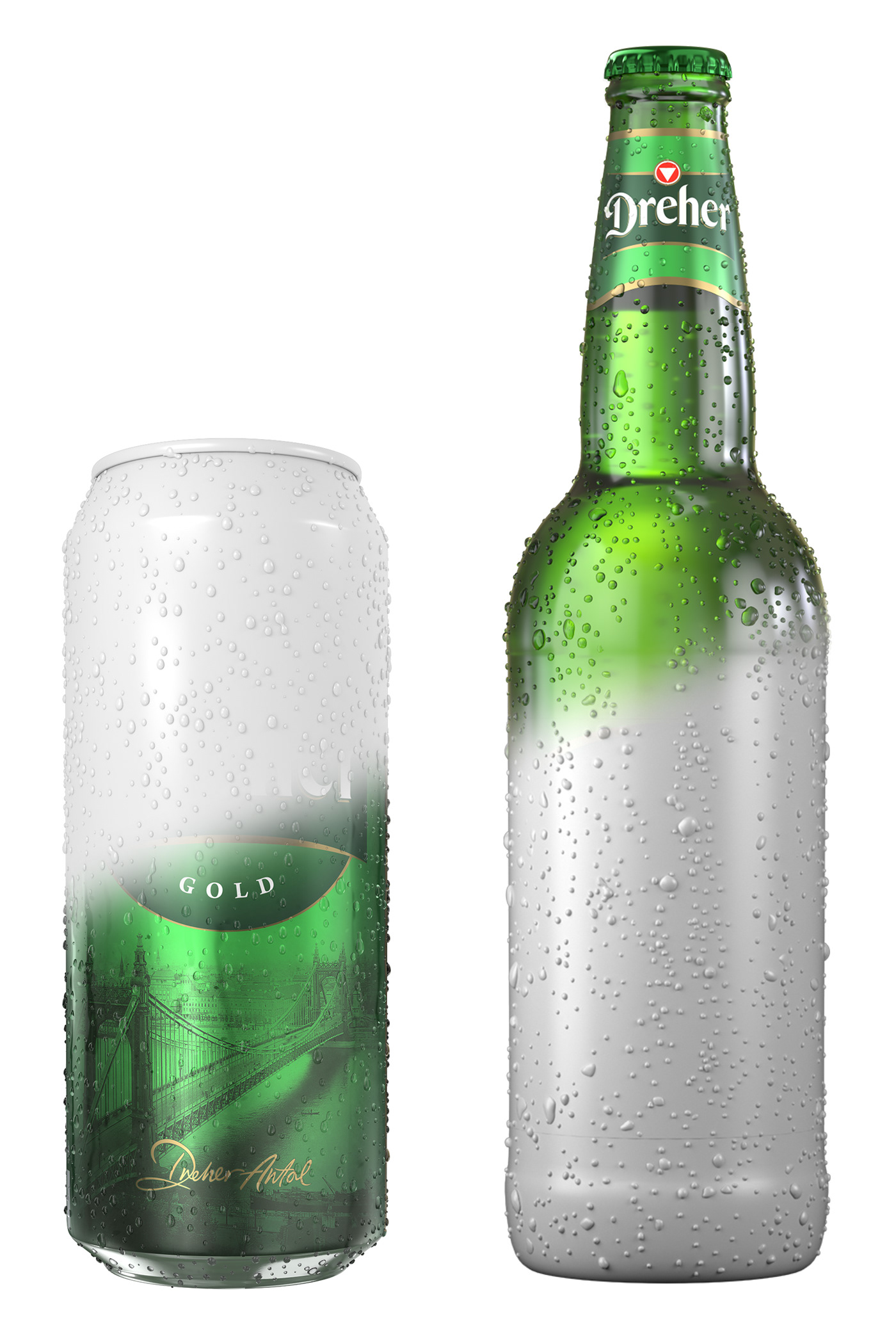 3D beer bottle commercial dreher lighting product Render studio visualization